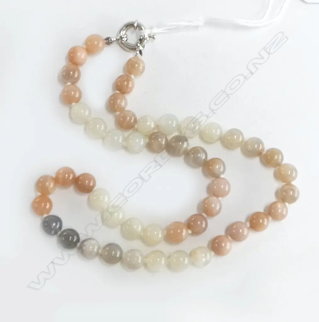 KNOTTED MOONSTONE BEAD NECKLACE new Image 1++