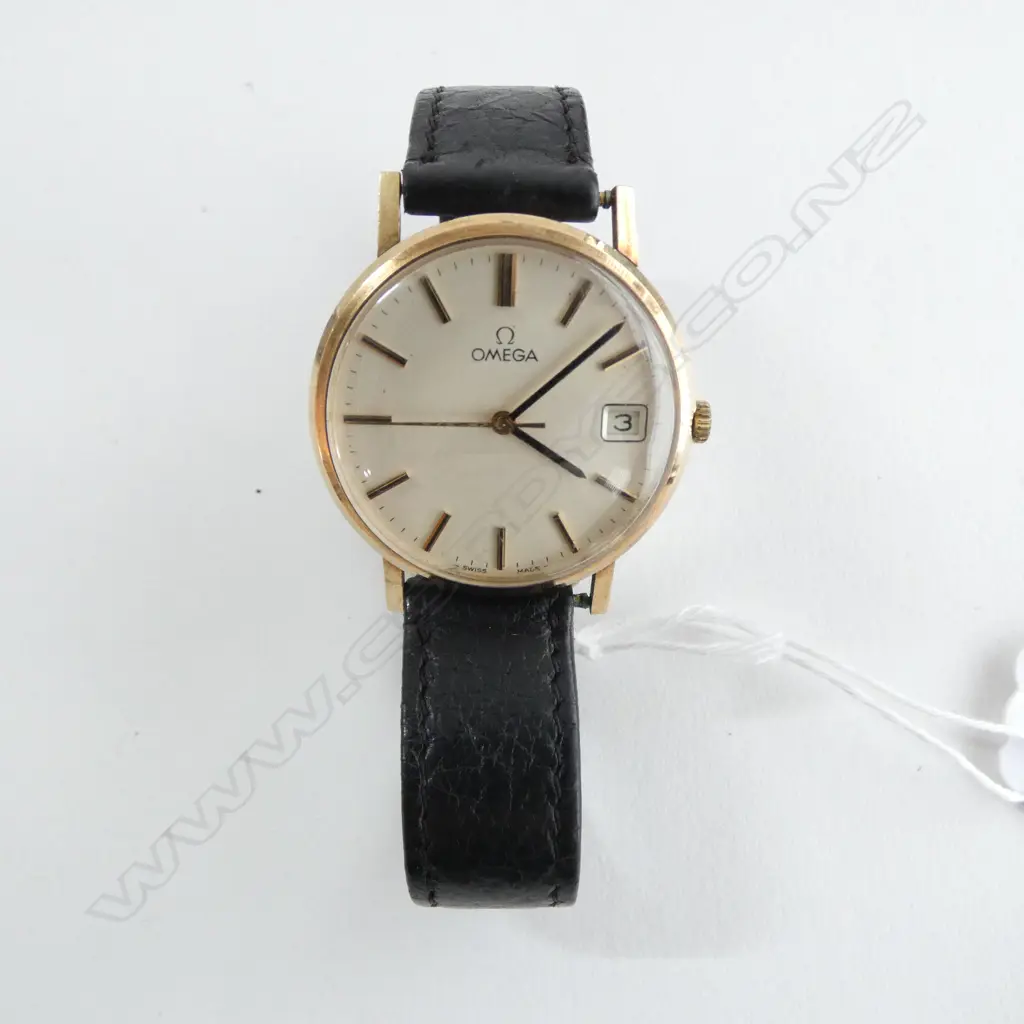 GENTS 9CT Yellow Gold OMEGA WRIST WATCH w. CASE & BOX + 1988 valuation. Running but can't change adjust time Image 1++