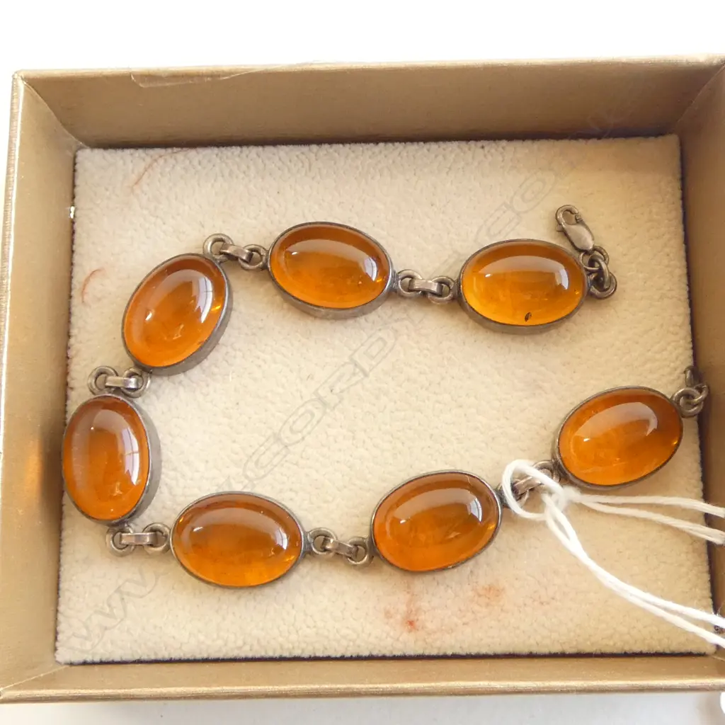 SILVER & AMBER? BRACELET L.205mm Image 1++