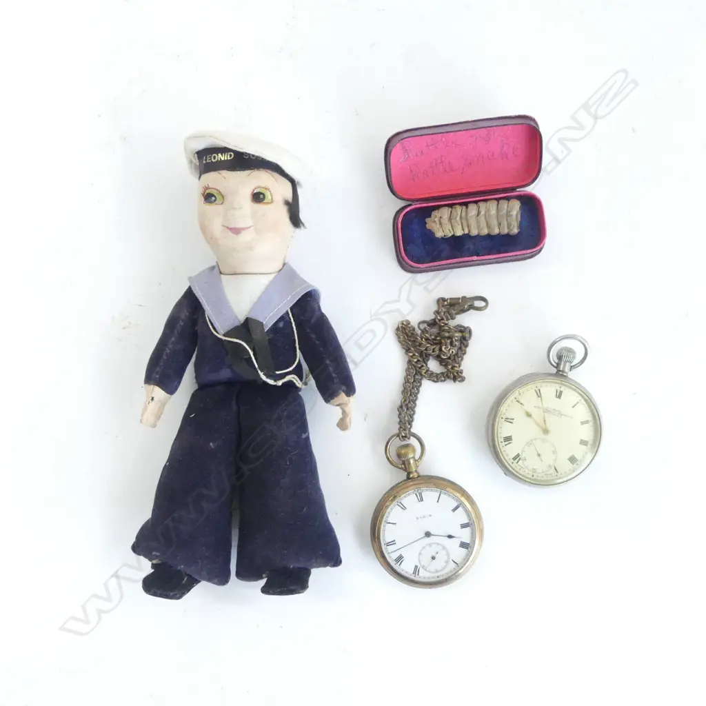 SAILOR DOLL +  FOB WATCHES + RATTLE from a RATTLE SNAKE Image 1++