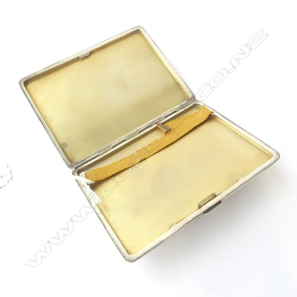 STG SILVER CIGARETTE CASE w. APPLIED 9CT RIM, 115x85mm 192grms Image 1++