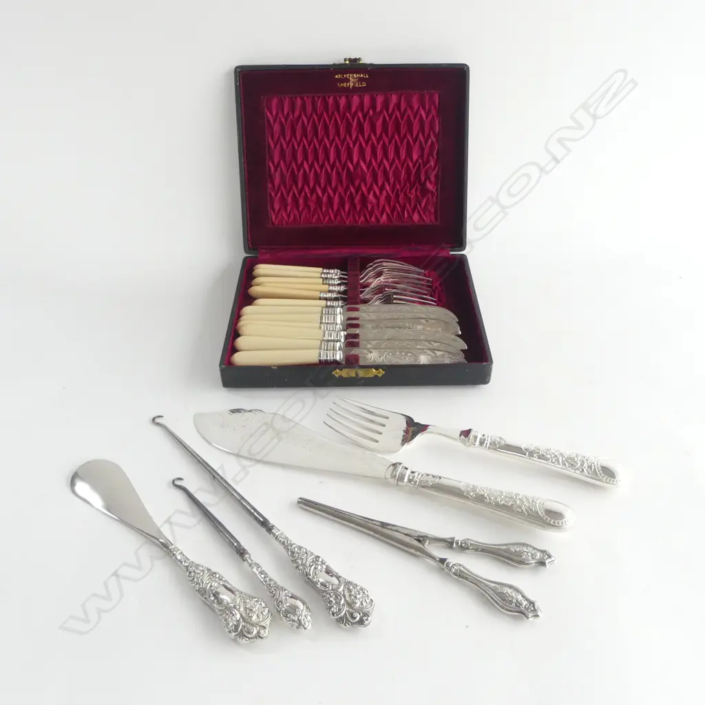 CASED 12 PCE FISH SET + PR SERVERS & 4 STG HANDLED TOOLS Image 1++