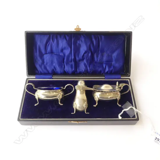 CASED S/SILVER CONDERMENT SET  SILVER WIEGHT 109G