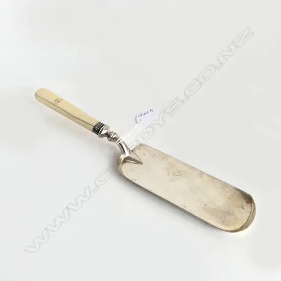 LATE VICTORIAN SILVER PLATE & IVORY HANDLED CRUMB TRAY silver feral 