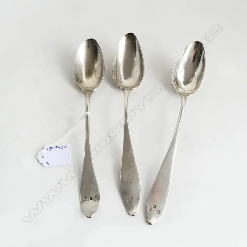 3 EUROPEAN STAMPED SILVER SPOONS ,176gms Image 1++