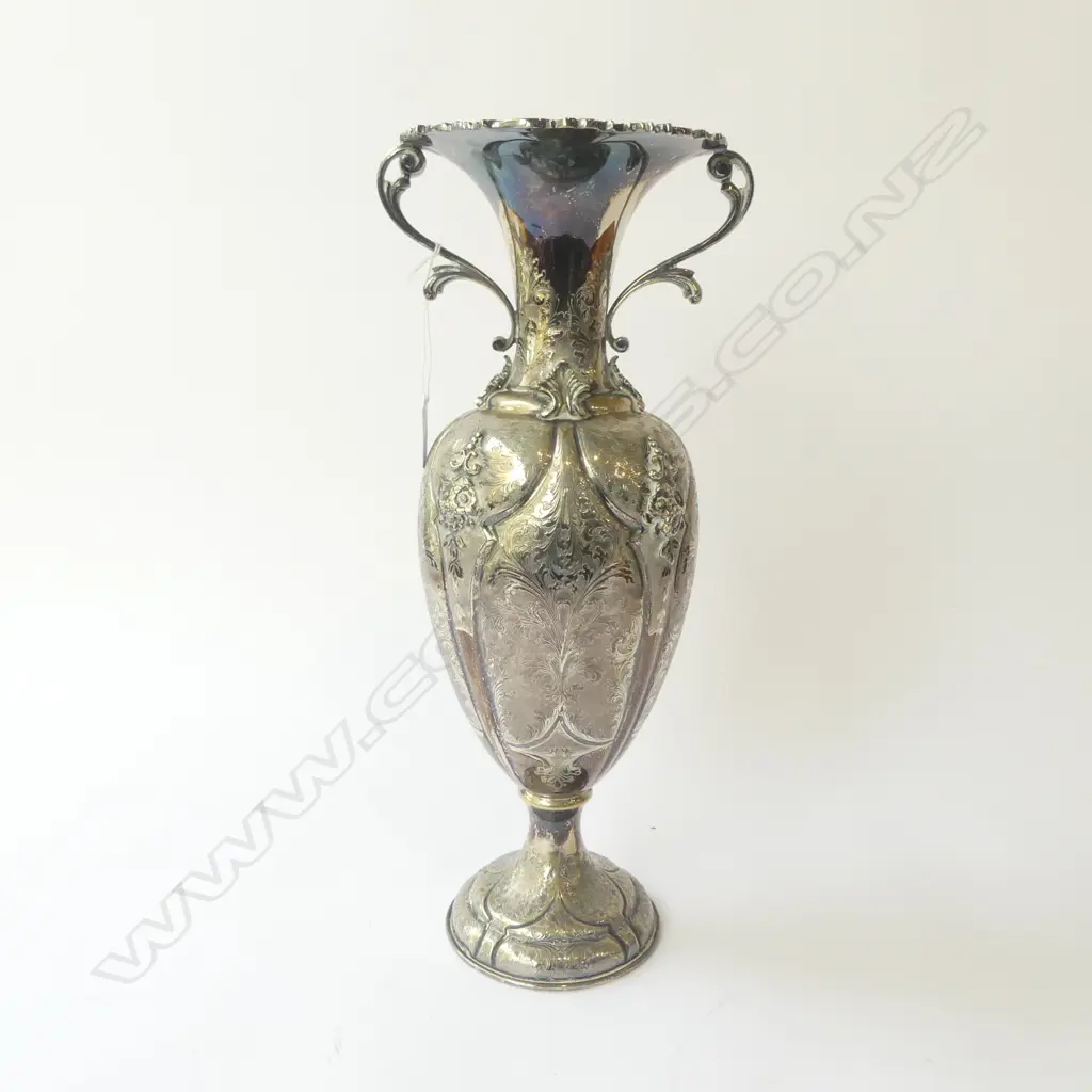 LARGE ORNATE SILVER PLATED VASE H.420mm Image 1++