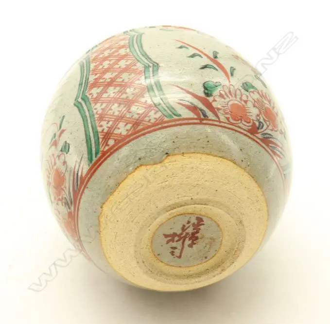 A Japanese Meiji-period Red-painted Birds Jar H.160mm-John Perry Collections Image 1++
