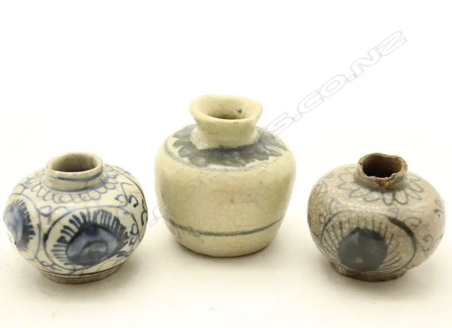 Three Chinese Ming Dynasty Blue and White Small Jars-John Perry Collections Image 1++