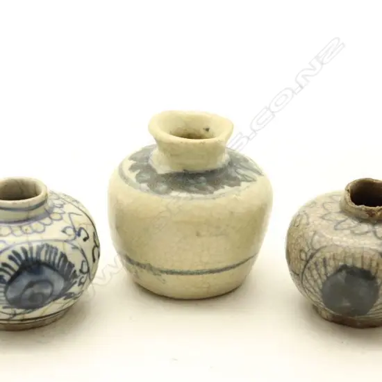 Three Chinese Ming Dynasty Blue and White Small Jars-John Perry Collections