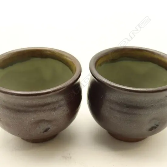 Two Japanese sauce-glazed Pottery Cups Dia.75mm.-John Perry Collections