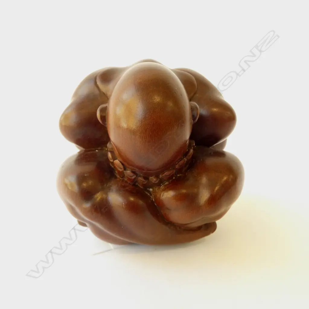 CARVED ROSEWOOD WEEPING BUDDHA H.80mm Image 1++