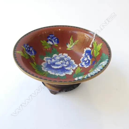 CLOISONNE BOWL ON STAND 180mm dia