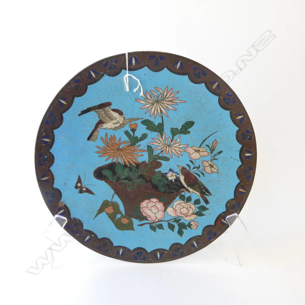 ORIENTAL CLOISONNE CHARGER, Dia300mm (shallow surface crazing) Image 1++