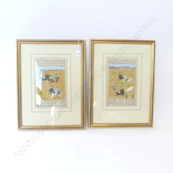 PR PERSIAN HAND PAINTED MANUSCRIPT LEAVES, ILLUSTRATIONS FROM THE 'SHAH-NAMEH' (The Book of Kings), 280 x 180mm