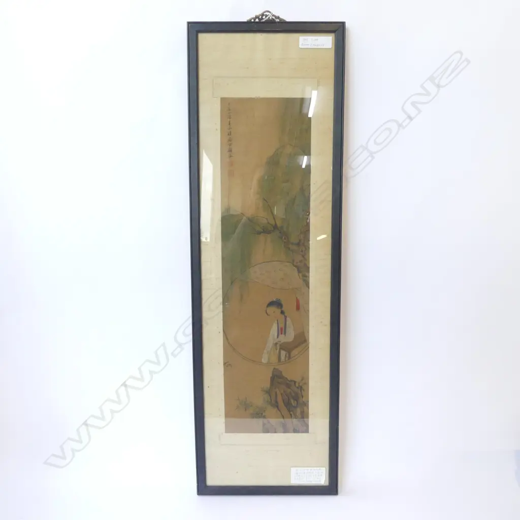 OLD watercolour & ink framed scroll painting by GU LUO. QING DYNASTY 720 x 185mm  Image 1++