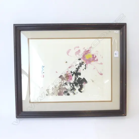 OLD watercolour painting reputedly by CHA SHAU-ANG 300 X 370mm