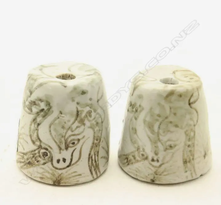 A Pair of Chinese Ming Dynasty Blue and White Dragon Paperweights H.60mm-John Perry Collections Image 1++