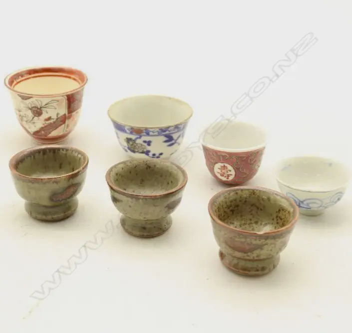A Group of 4 Chinese & 3 Crewenna Small Cups some faults-John Perry Collections Image 1++