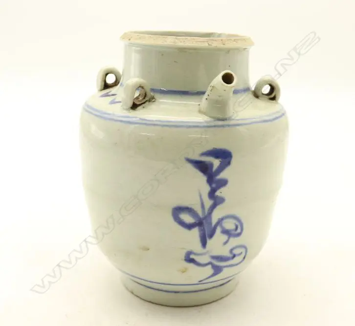 An old Chinese Ming Dynasty style Blue and White Teapot. H.180mm.-John Perry Collections Image 1++