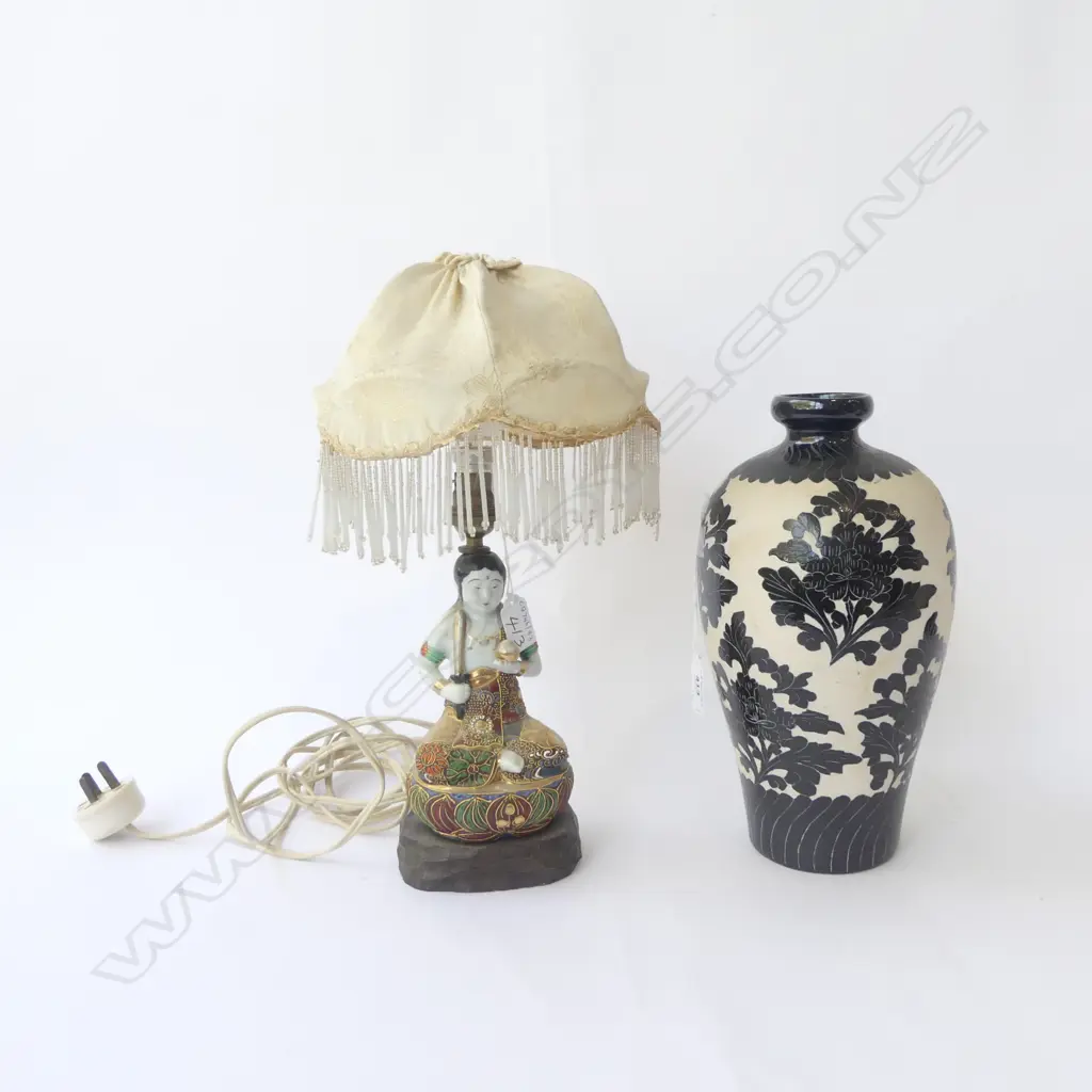 ORIENTAL VASE H280MM & SATSUMA BUDDHA TABLE LAMP H250MM Image 1++