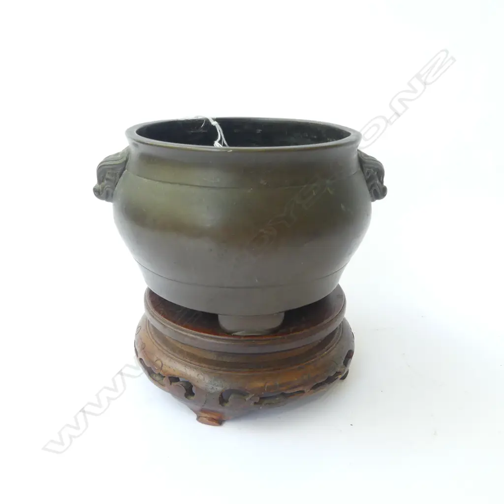 ORIENTAL BRONZE INCENSE BURNER ON STAND H.120mm Image 1++