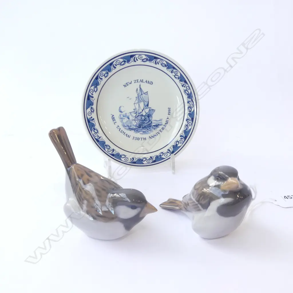 PR COPENHAGEN SPARROWS + DELFT N.Z. DISH Dia.135mm Image 1++