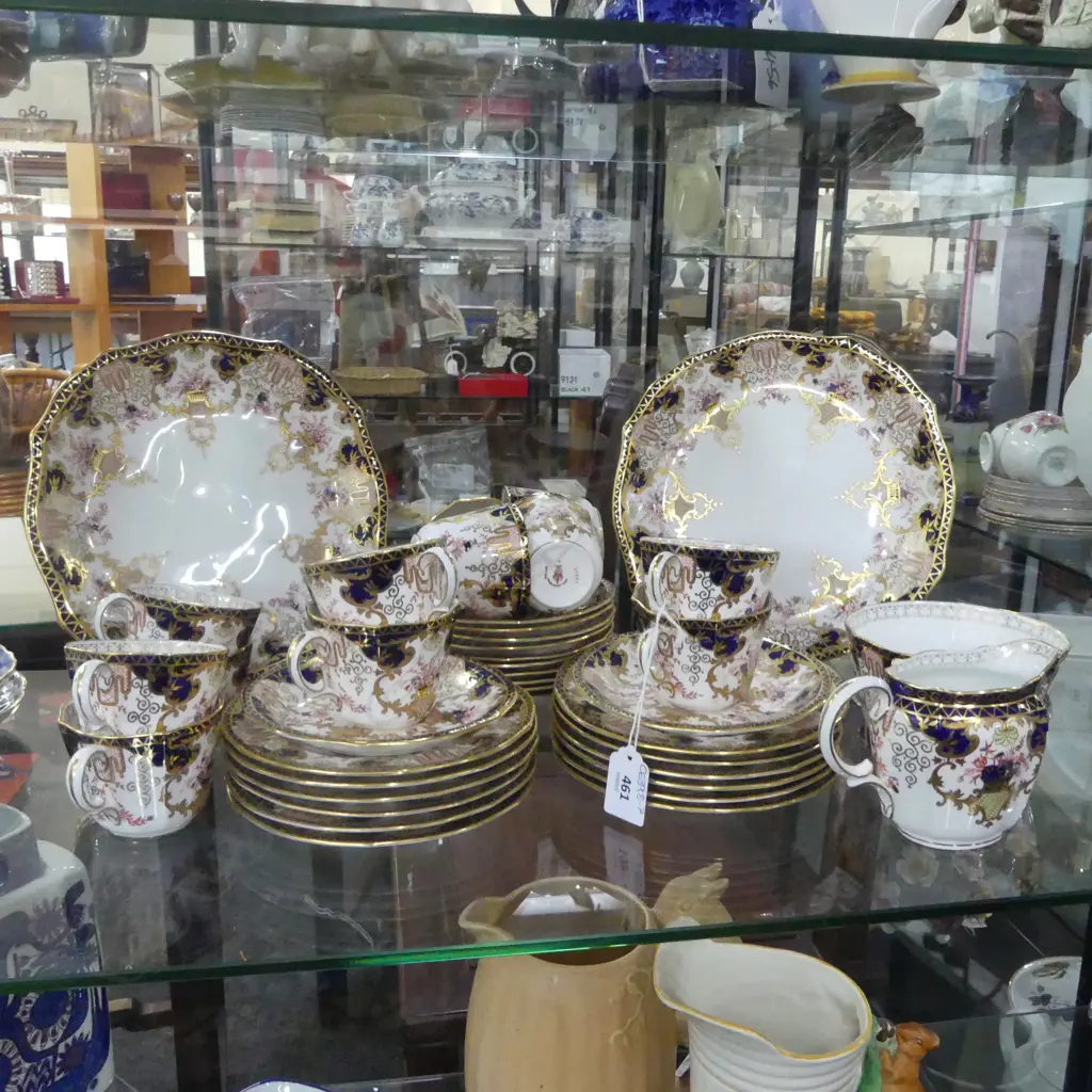 ASST. ROYAL CROWN DERBY 'IMARI' PATTERN TEA CHINA; COFFEE CANS, SAUCERS, CAKE PLATE, MILK, etc Image 1++