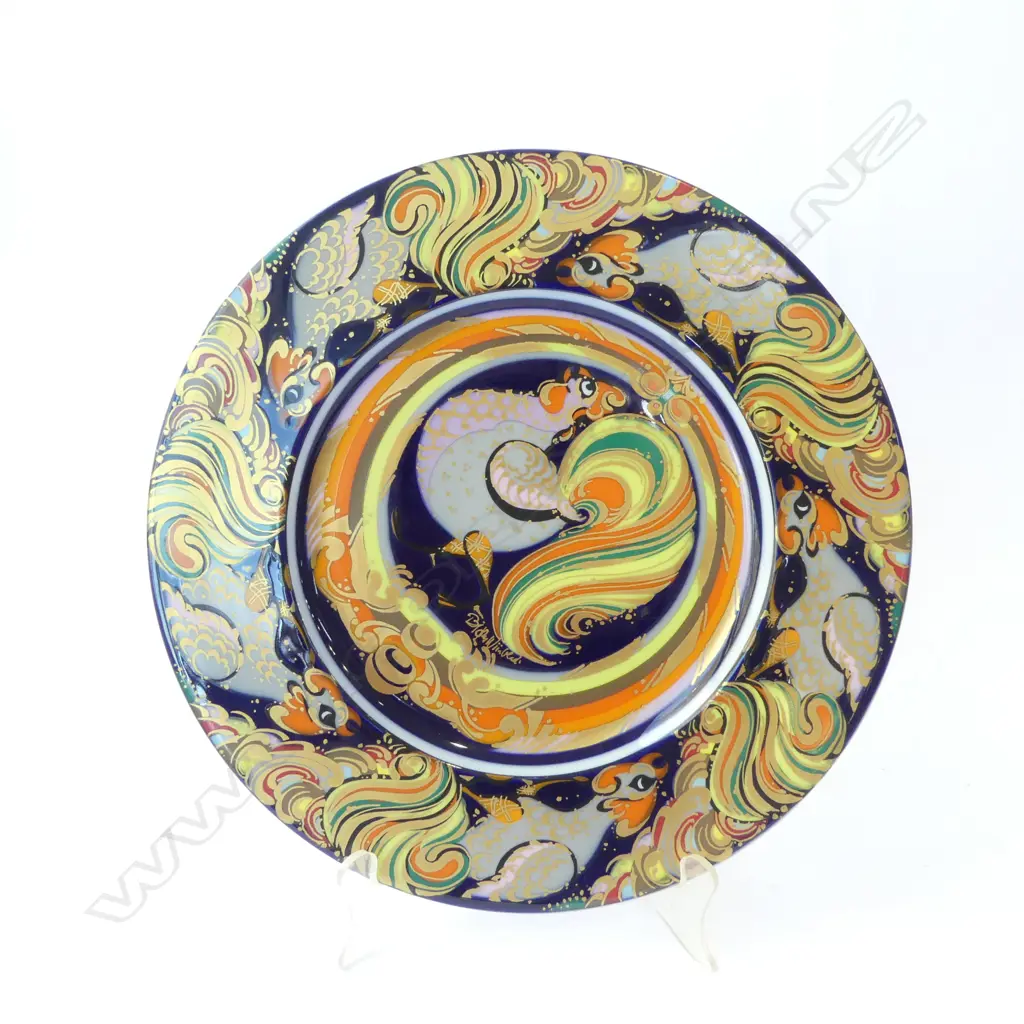 1981 BJORN WIINBLAD for ROSENTHAL WALL HANGING PLATE, ROOSTER MOTIF, Dia. 290mm Image 1++