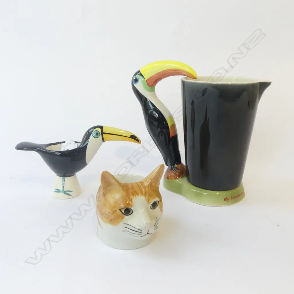 CARLTON WARE TOUCAN JUG 'MY GOODNESS - MY GUINESS' H.180mm + 2 EGG CUPS Image 1++
