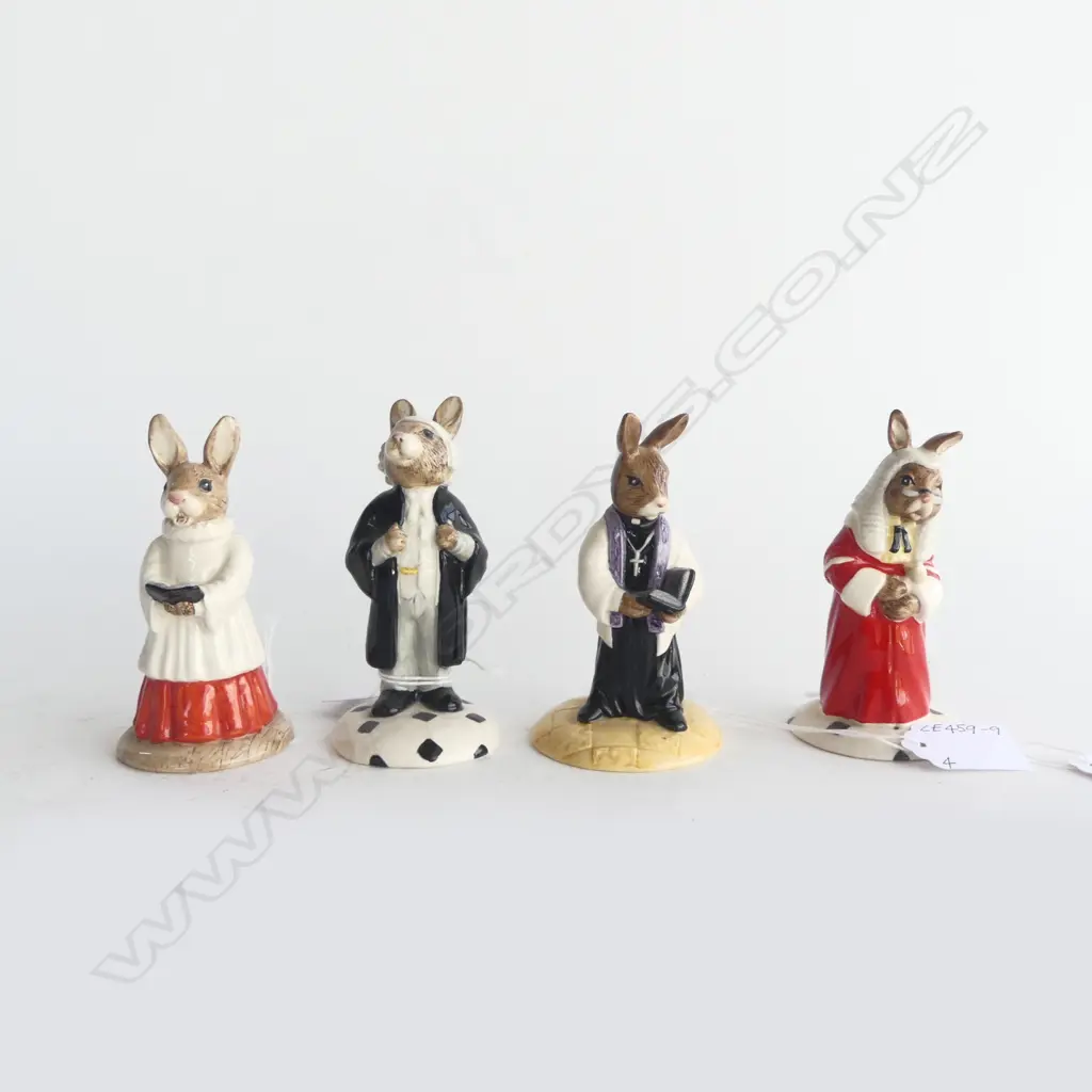 4 ROYAL DOULTON BUNNYKIN FIGURINES; CHOIR SINGER, VICAR, LAWYER & JUDGE Image 1++