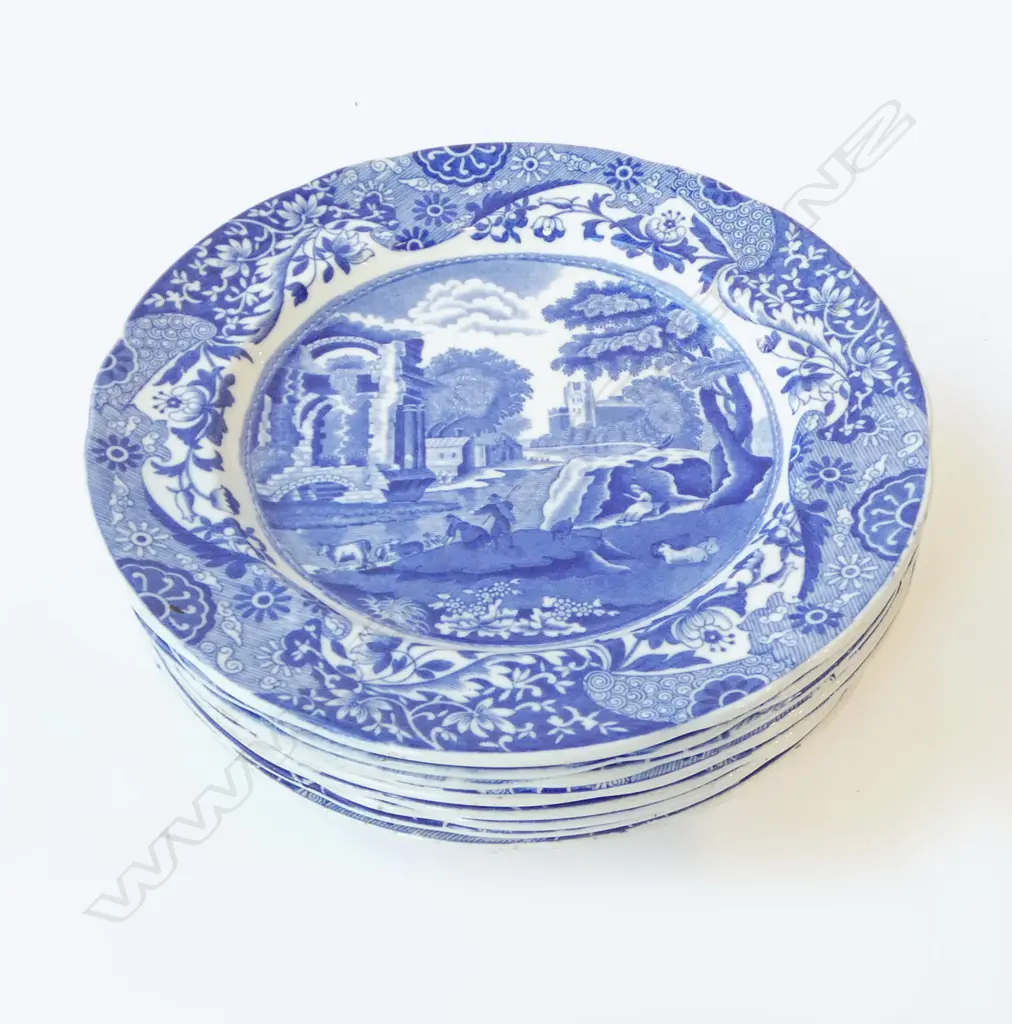 TEN ANTIQUE COPELAND SPODE ‘ITALIAN’ PLATES DATE:1927, D.230MM  Image 1++