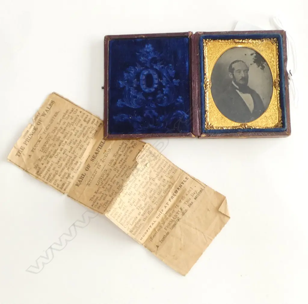 19thC AMBROTYPE portrait of the Earl of Seafield. In leather case w gilt  Image 1++