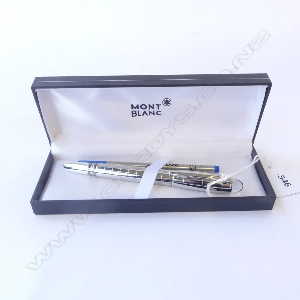 MONT BLANC ROLLER PEN w SERIAL NUMBER, box & spare cartridge Image 1++