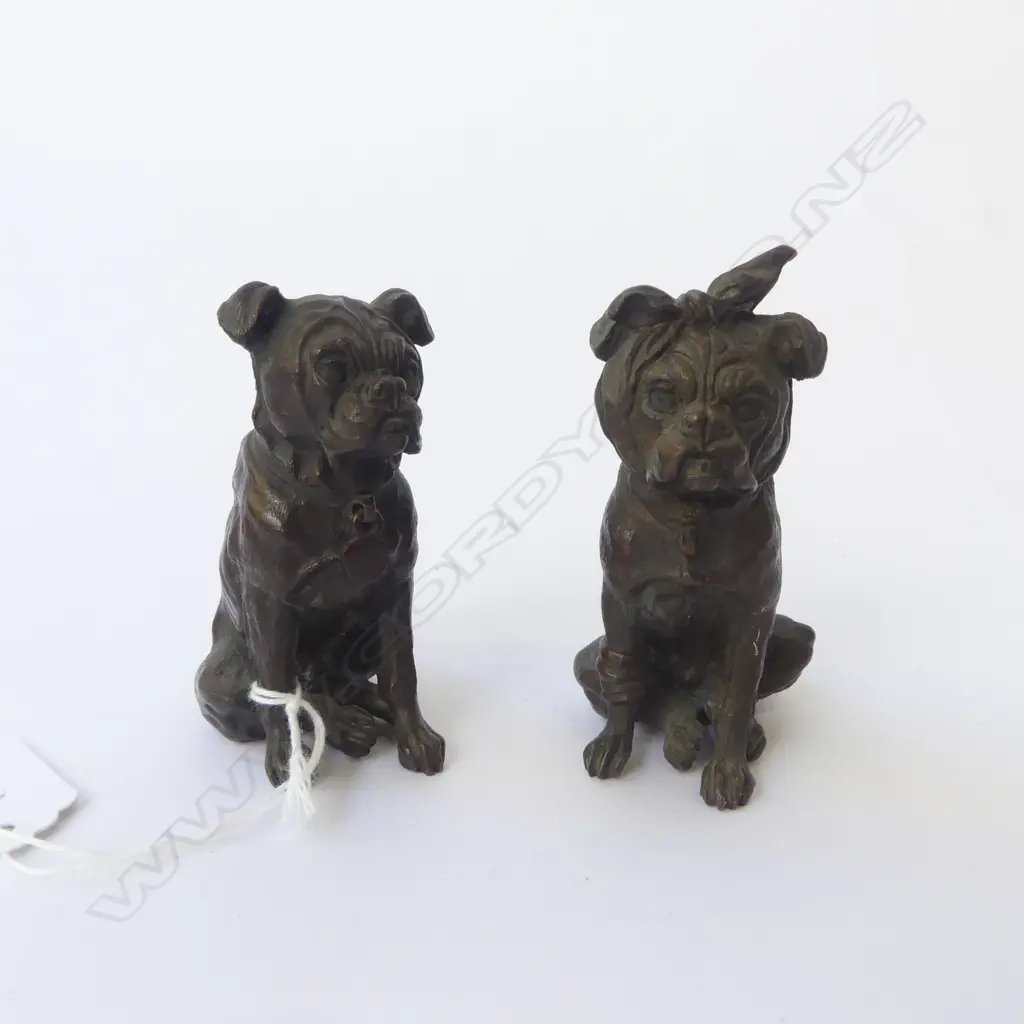 PR OF OLD BRONZE ENGLISH BULL DOGS H.85mm Image 1++