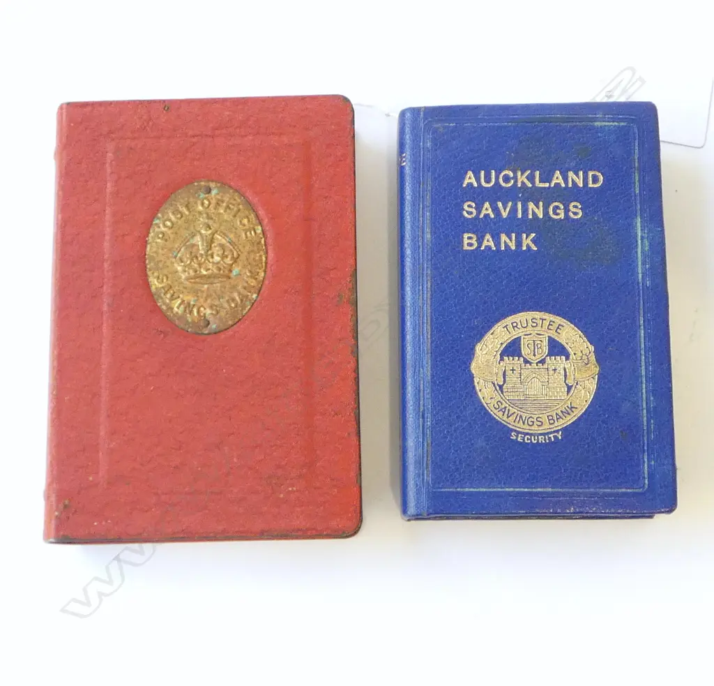 2 AUCKLAND SAVINGS BANK & POST OFFICE SAVINGS BANK MONEY BOXES, L.120MM-125MM Image 1++