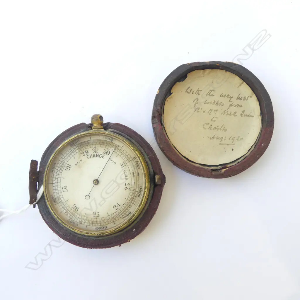 ANTIQUE POCKET BAROMETER, CASE AF 50mm dia Image 1++