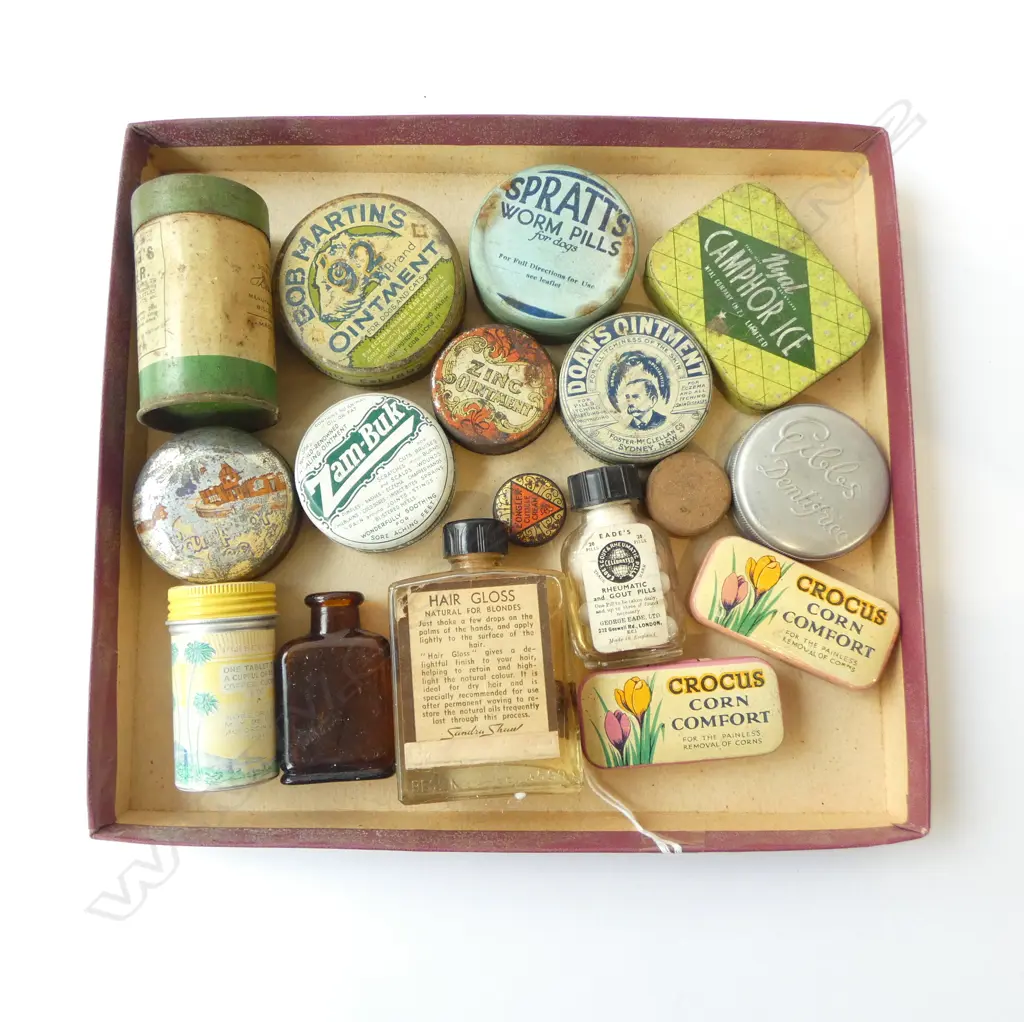 VINTAGE MEDICINAL TINS AND BOTTLES ZINC OINTMENT ETC  Image 1++