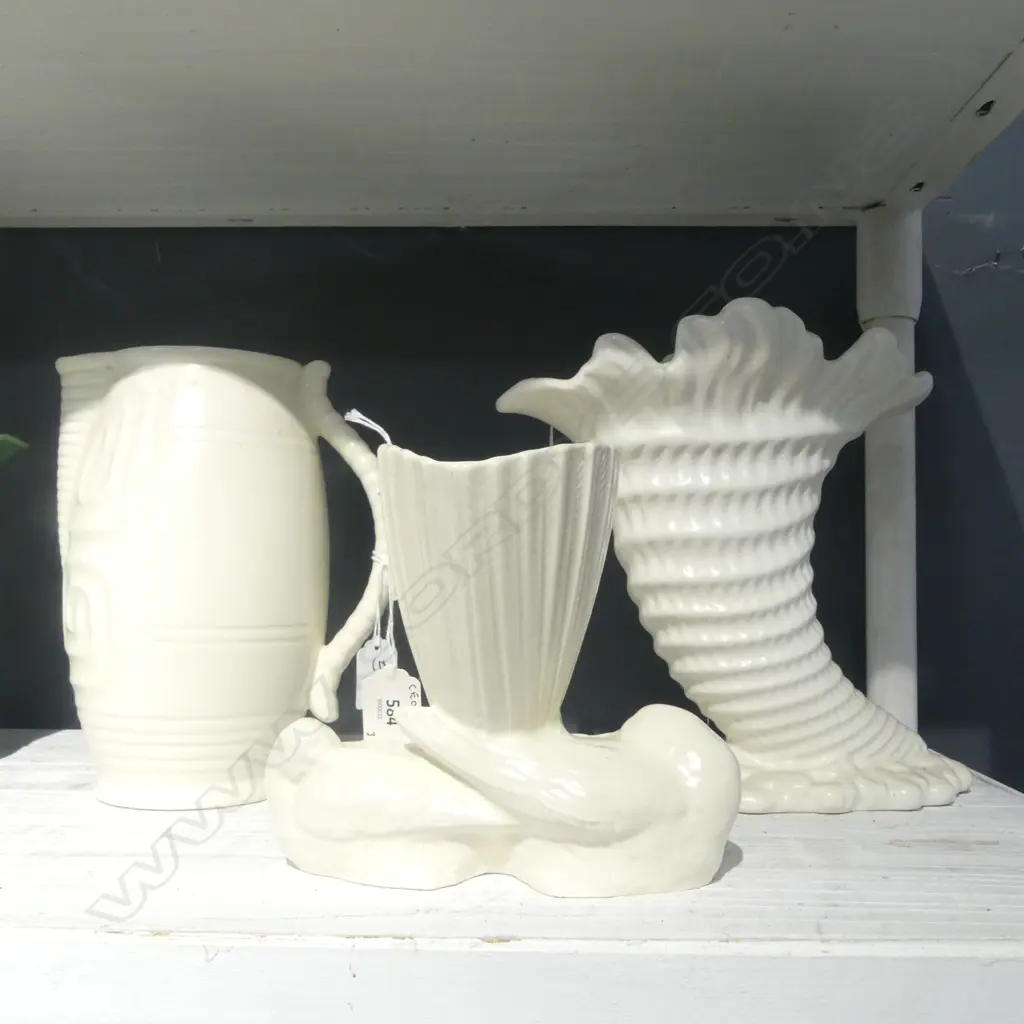BESWICK WHITE COLOUR 2 VASES & JUG H230MM Image 1++
