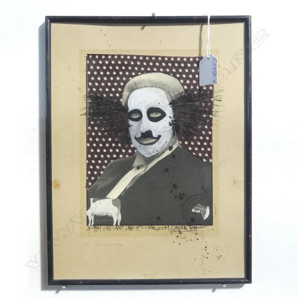 Frank Womble (1946-) assemblage '& That Lawz Ain't Lawz If You Kan Goah & Break Em' 220 x 165mm. Provenance: From an artists estate Image 1++