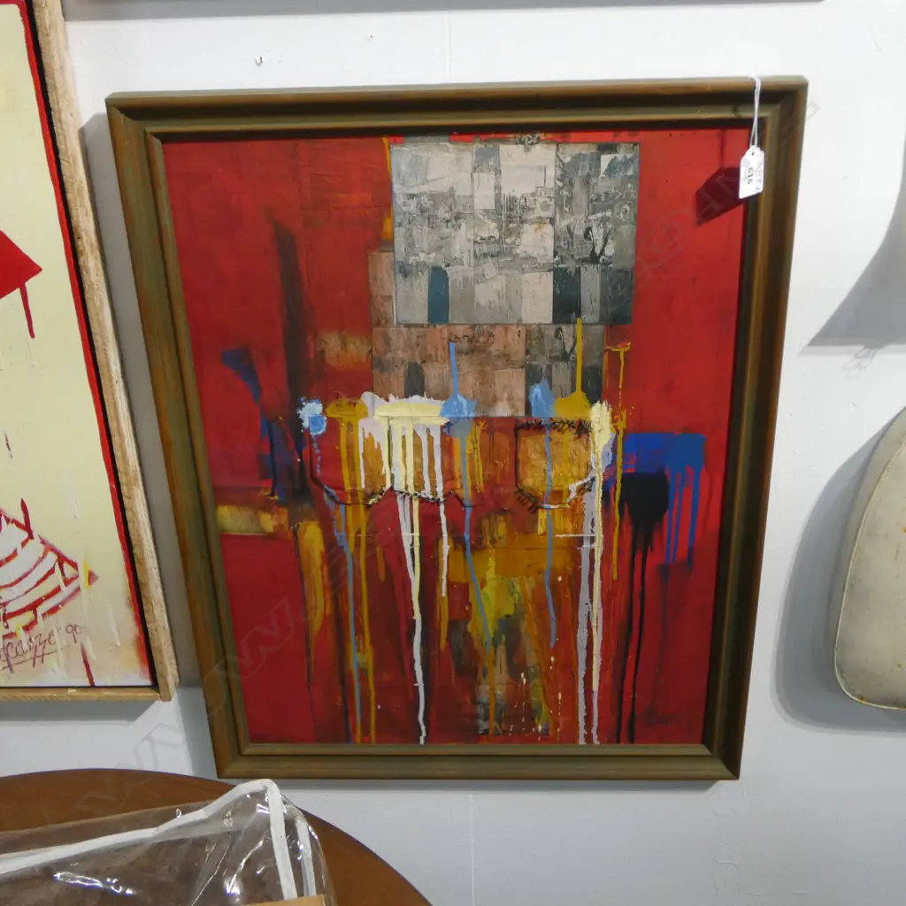 Frank Womble (1946-) painted assemblage artwork 'Thiz Iz The Way Bobzarted'? entitled verso 590 x 440mm. Provenance: From an artists estate Image 1++