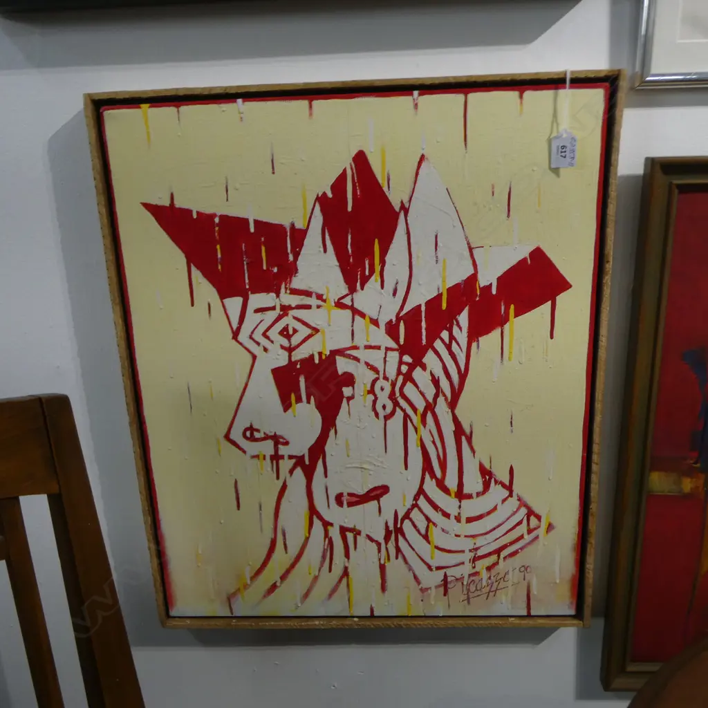 Frank Womble (1946-) oil on canvas 'WEEPIMG WOMAN PICAZZO' '90 ENTITLED SIGNED DATED & INSCRIBED 610 x 510mm. Provenance: From an artists estate Image 1++