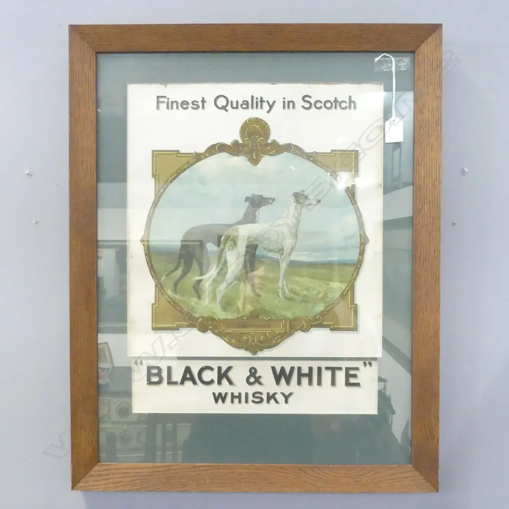 BLACK AND WHITE WHISKY ADVERTISEMENT FEATURING GREYHOUNDS Image 1++