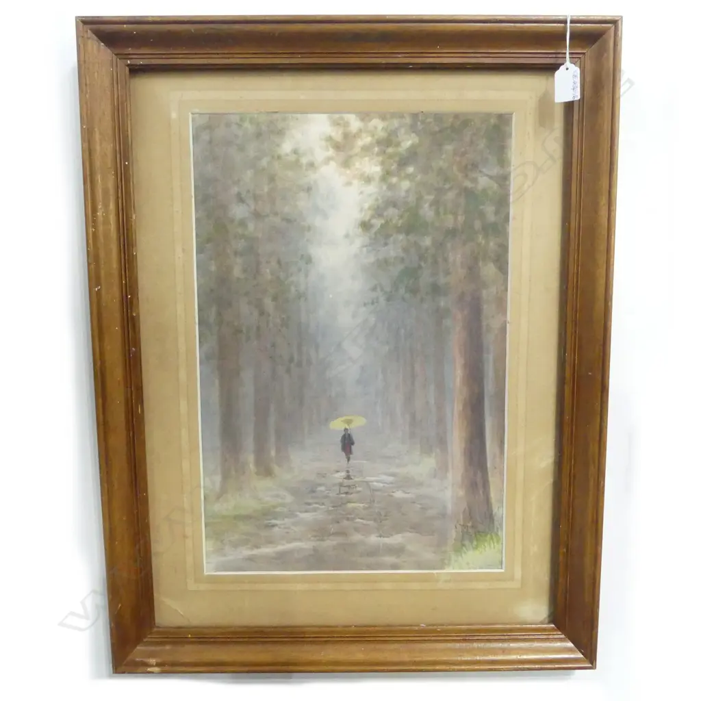 S TOSUKE early 20thC WATERCOLOUR Japanese women on forest path 490 x 325mm Image 1++