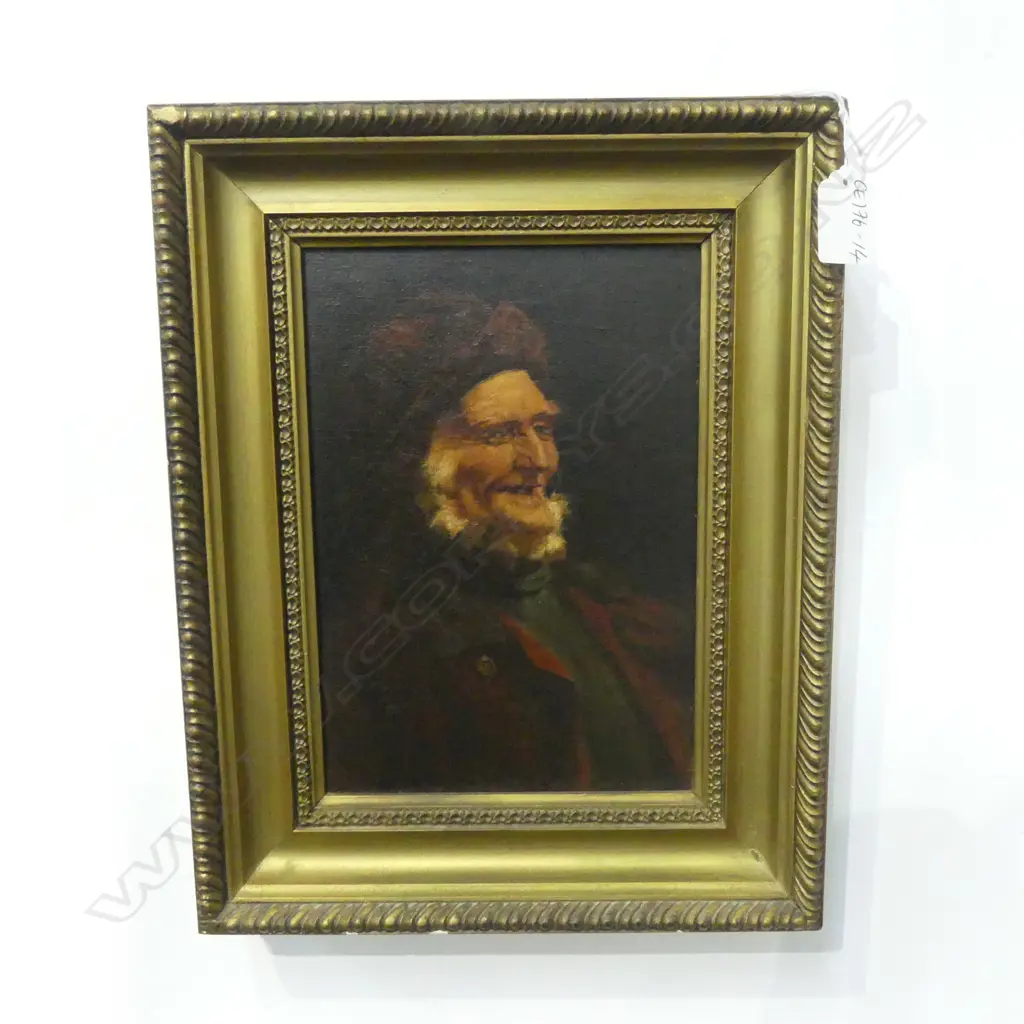 OLD OIL ON CANVAS PORTRAIT OF OLD MAN FAINT INITIALS LOWER LEFT , 260X170mm Image 1++