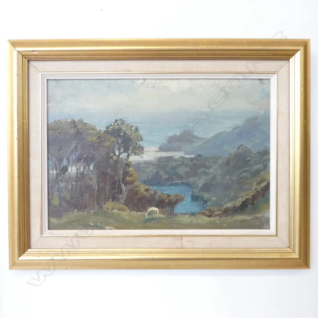 Beatrix Charlotte DOBIE, NZ  COASTAL LANDSCAPE, OIL on BOARD, SIGNED, 230 x 330mm Image 1++