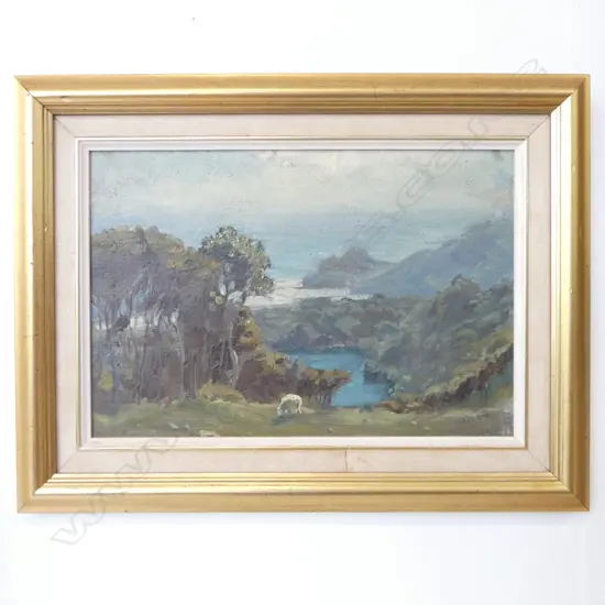 Beatrix Charlotte DOBIE, NZ  COASTAL LANDSCAPE, OIL on BOARD, SIGNED, 230 x 330mm
