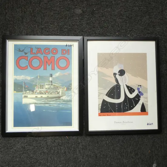 2 VINTAGE PRINTS, ITALIAN & FRENCH, 300 X 380MM