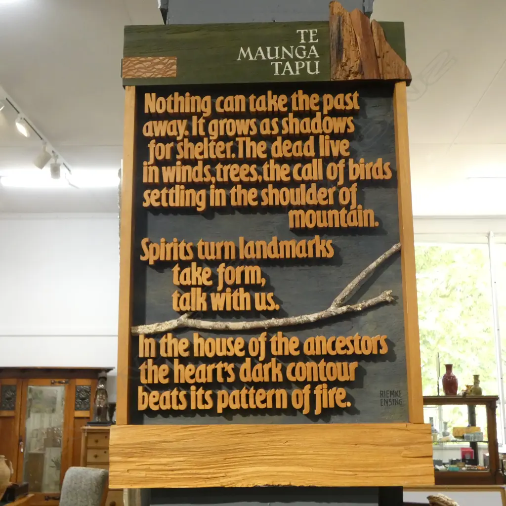 TARA MCLEOD WOOD CARVED RIEMKE ENSING POEM, 2005 650x405mm Image 1++