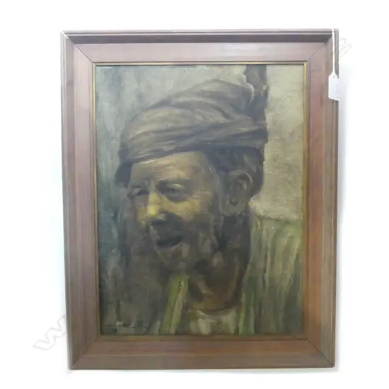 SIGNED PORTRAIT, ACRYLIC ON BOARD 385x290mm