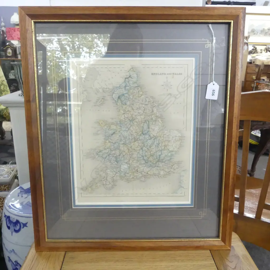 MAP 'ENGLAND AND WALES' BY H. G. COLLINS, HAND FINISHED ENGRAVING C.1842 310x245mm Image 1++